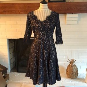 Eliza J Navy Lace 3/4 Sleeve Dress - image 1